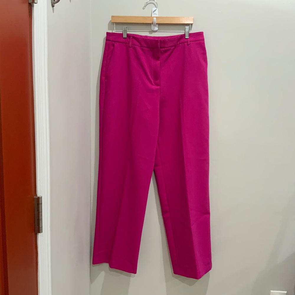 Joie Magenta Pink Straight Leg Trousers Size 14 High Rise Dress Pants